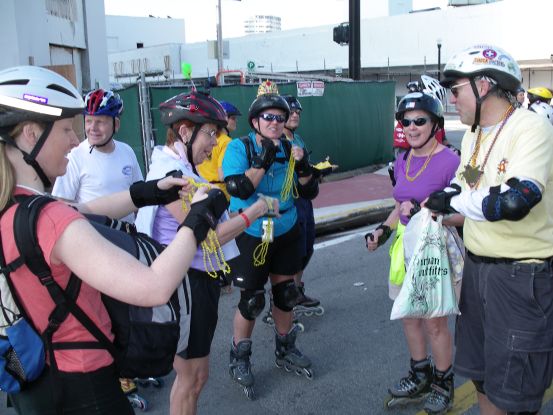 Carl with the ladies, seconds after they've earned their beads