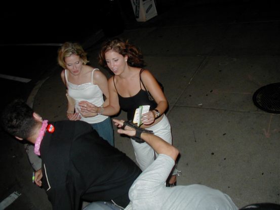 These gals should have been on the Boogie Nights Rave, as they decide to take a couple skaters from behind.