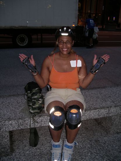 See came prepared with red cross approved sparkles over her whole body, too bad she hadn't yet learned to skate.