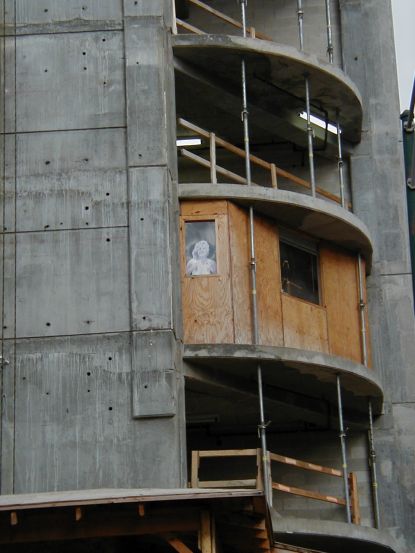 the ghost of Marilyn haunting the construction site just behind us.