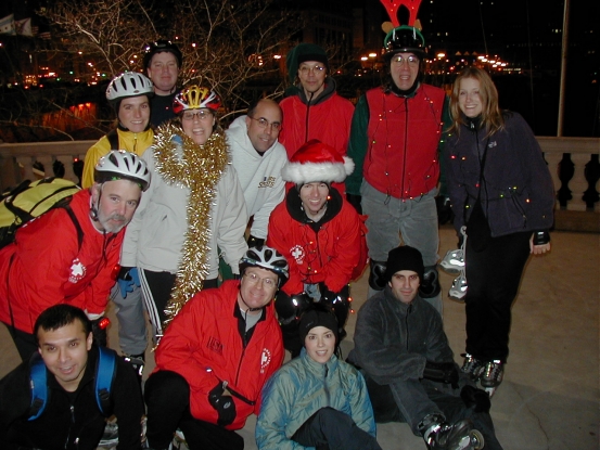 Michigan Avenue bright skaters, sans bride.