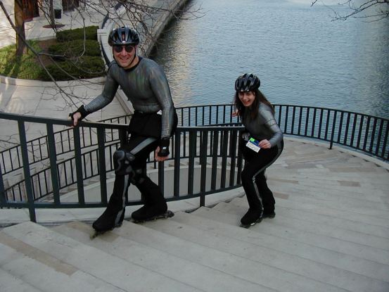 Fish friends Carl and Xena faking the stairs.