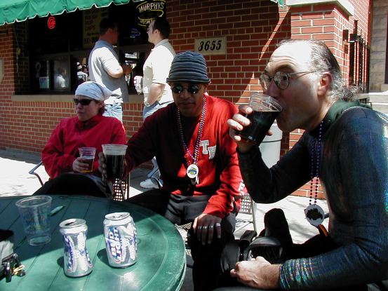After a long day's work, a brew goes down easy...