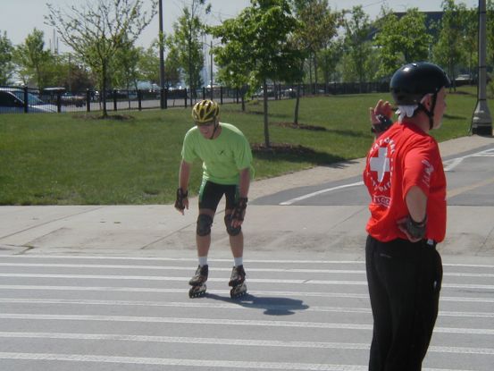 Philip stopping traffic for a skater