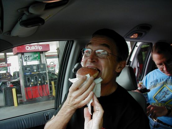 Mike violates the temple with a Krispy Kreem.