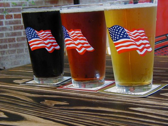 All beer leads back to Germany. The colors of the German flag as played by a stout, an ale and a lager.