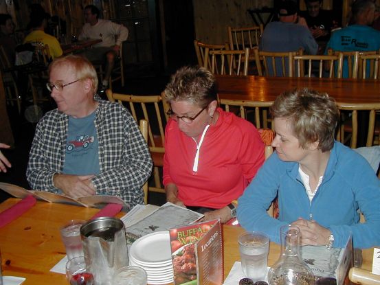 Peter, Liz and Maryann thinking cow, big slabs of cow.