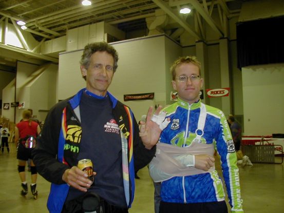 The walking, yet smiling wounded, yours truly and Eric