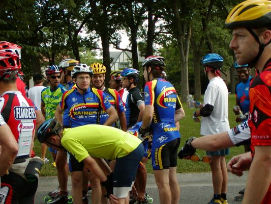 At the start line.