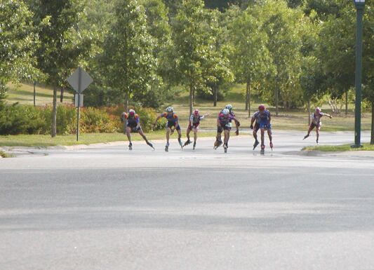 Tom and Herb in the uphill sprint for the line.